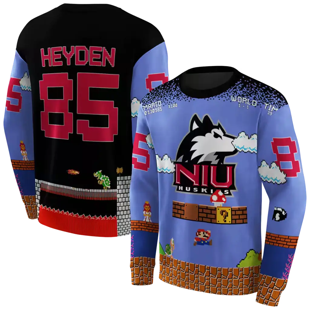 custom northern illinois huskies mario blue black hoodie premium grade custom northern illinois huskies mario blue black hoodie premium grade