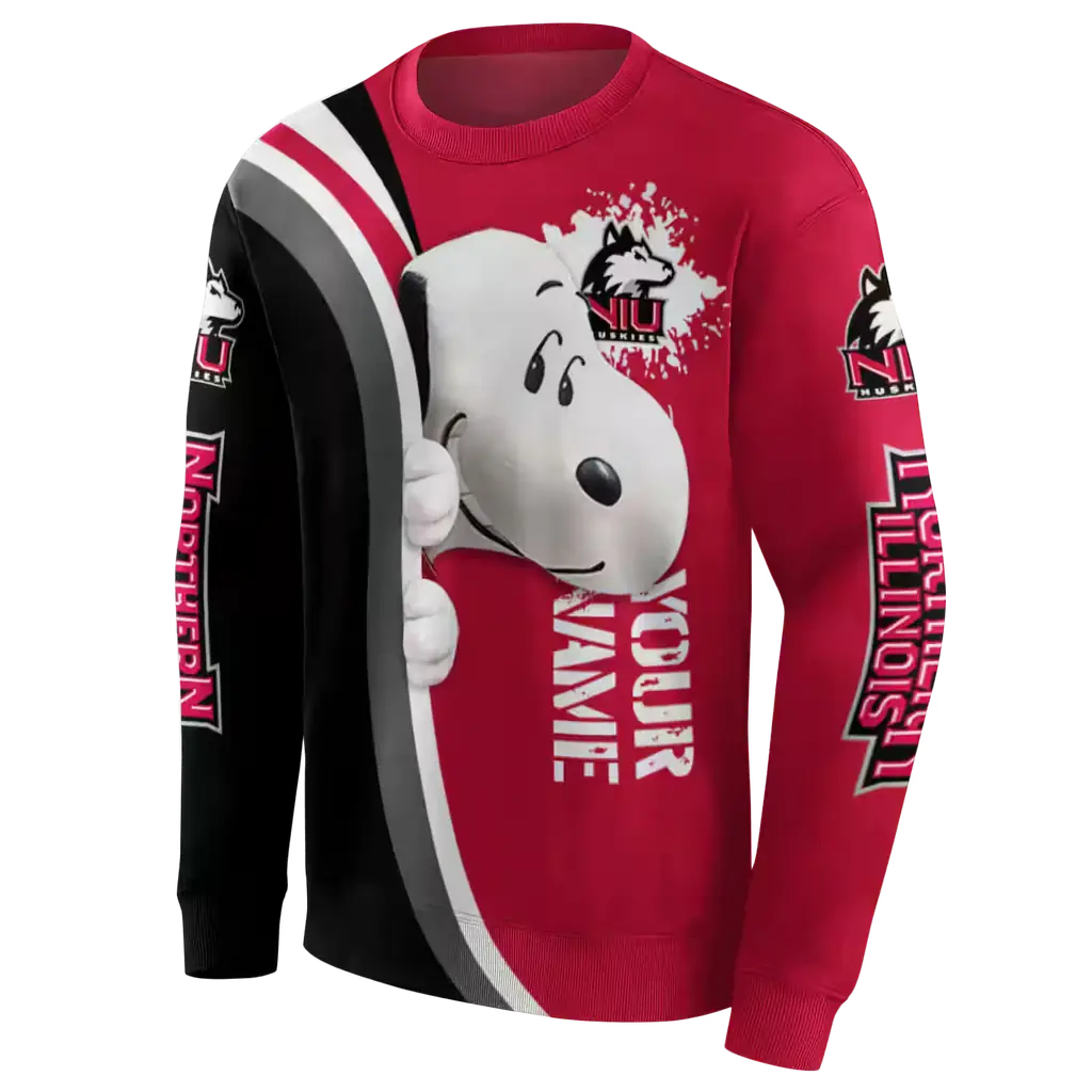 custom northern illinois huskies peeking snoopy red hoodie new arrival custom northern illinois huskies peeking snoopy red hoodie new arrival