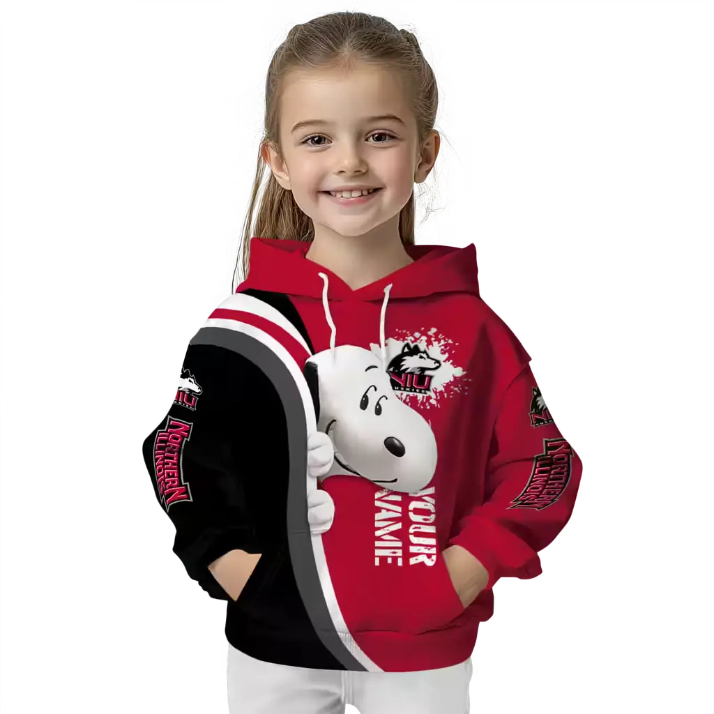 custom northern illinois huskies peeking snoopy red hoodie top rated custom northern illinois huskies peeking snoopy red hoodie top rated