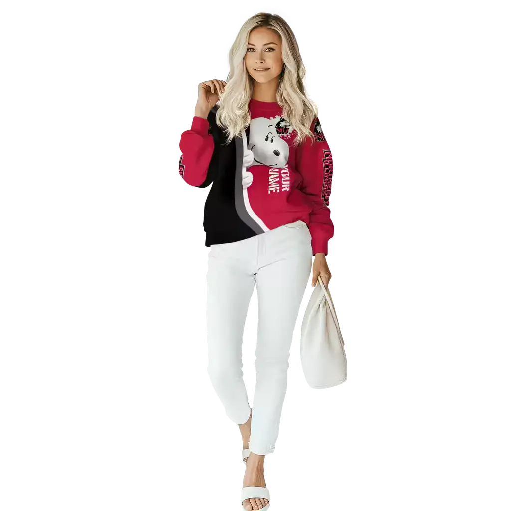 custom northern illinois huskies peeking snoopy red hoodie trendy custom northern illinois huskies peeking snoopy red hoodie trendy