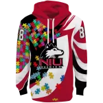 custom northern illinois huskies puzzle pieces red hoodie best selling