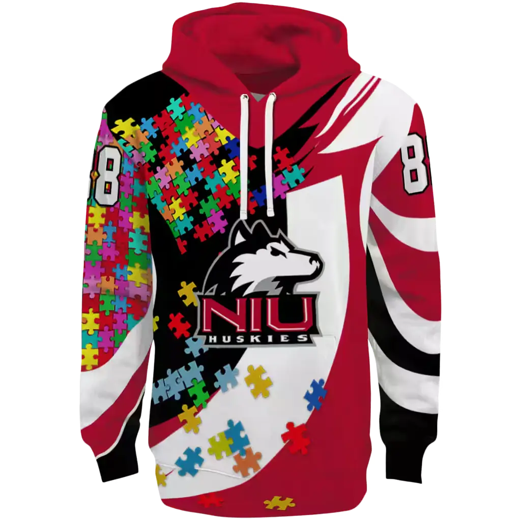 custom northern illinois huskies puzzle pieces red hoodie best selling custom northern illinois huskies puzzle pieces red hoodie best selling