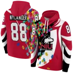 custom northern illinois huskies puzzle pieces red hoodie best selling