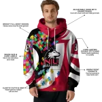 custom northern illinois huskies puzzle pieces red hoodie best selling