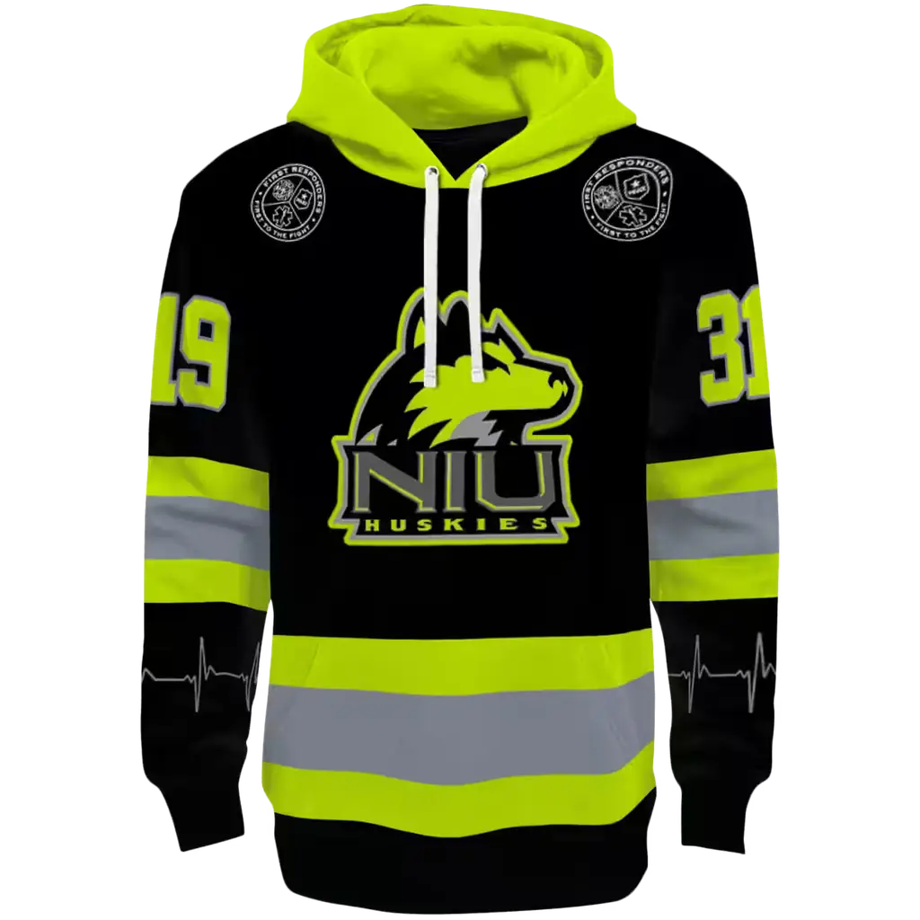 custom northern illinois huskies safety motif black neon green hoodie best selling custom northern illinois huskies safety motif black neon green hoodie best selling