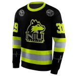 custom northern illinois huskies safety motif black neon green hoodie best selling