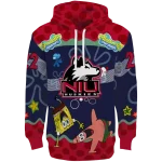 custom northern illinois huskies spongebob patrick star red navy hoodie best selling