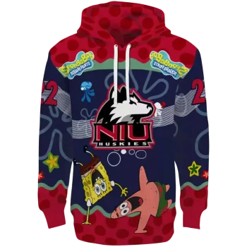 custom northern illinois huskies spongebob patrick star red navy hoodie best selling