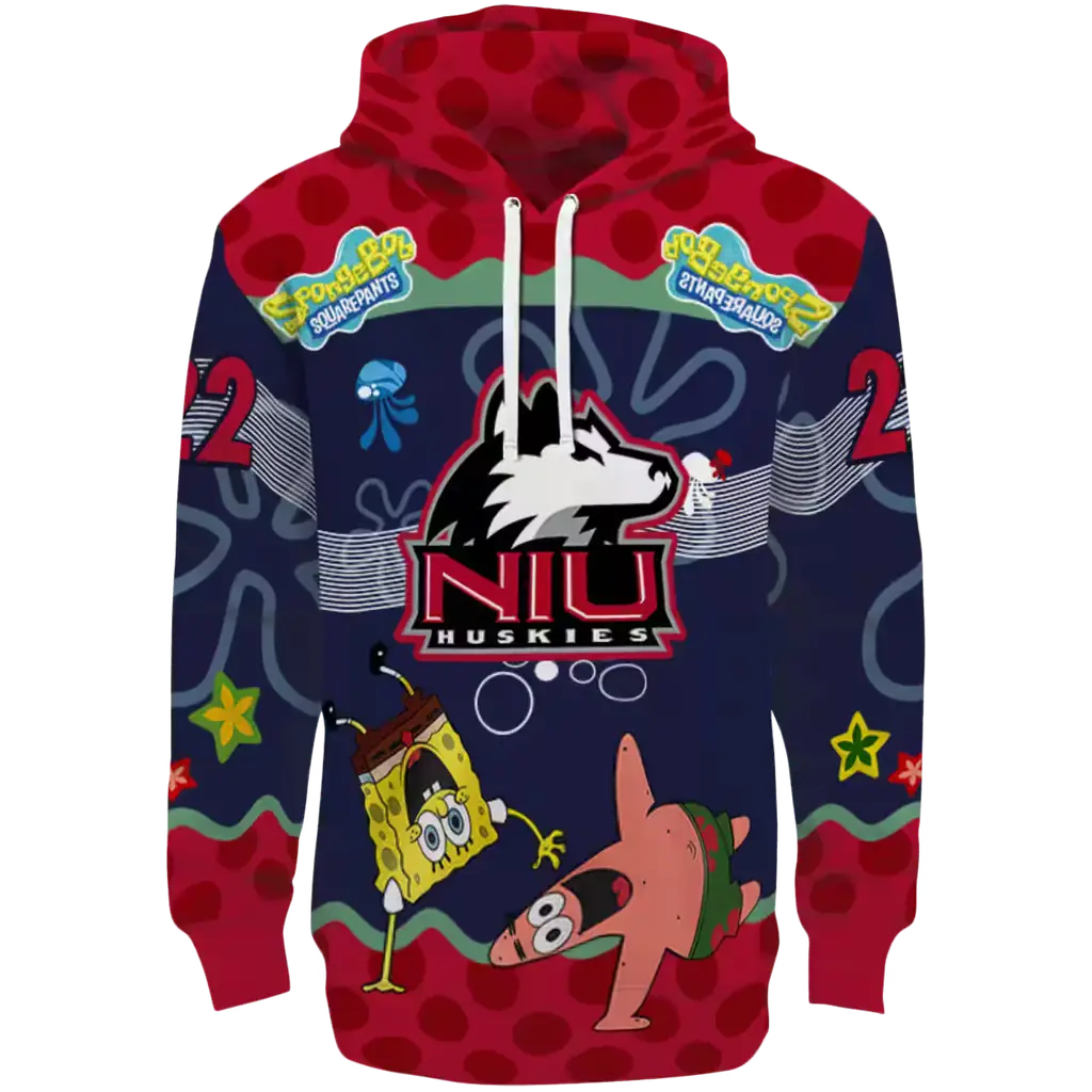 custom northern illinois huskies spongebob patrick star red navy hoodie best selling custom northern illinois huskies spongebob patrick star red navy hoodie best selling