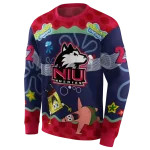 custom northern illinois huskies spongebob patrick star red navy hoodie best selling