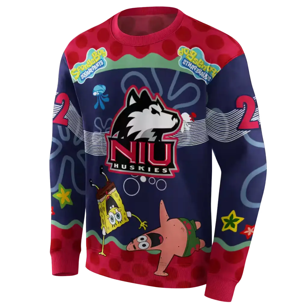 custom northern illinois huskies spongebob patrick star red navy hoodie new arrival custom northern illinois huskies spongebob patrick star red navy hoodie new arrival