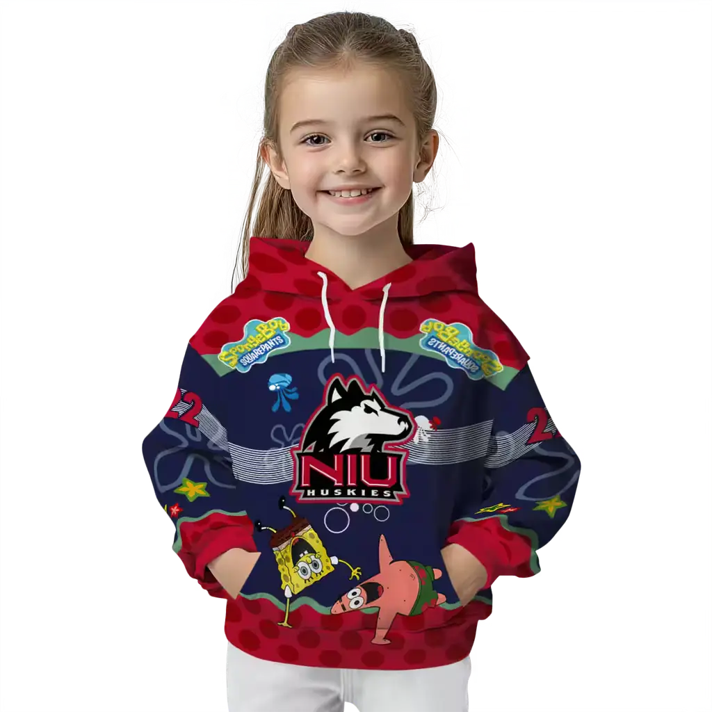 custom northern illinois huskies spongebob patrick star red navy hoodie top rated custom northern illinois huskies spongebob patrick star red navy hoodie top rated