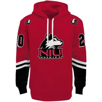 custom northern illinois huskies striped sleeves red hoodie best selling
