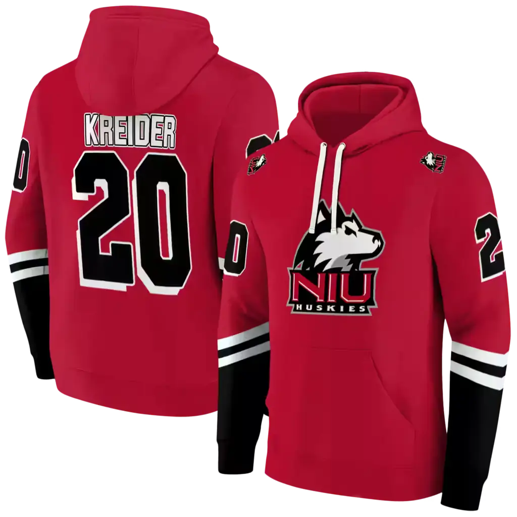 custom northern illinois huskies striped sleeves red hoodie fashion forward custom northern illinois huskies striped sleeves red hoodie fashion forward