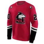 custom northern illinois huskies striped sleeves red hoodie best selling
