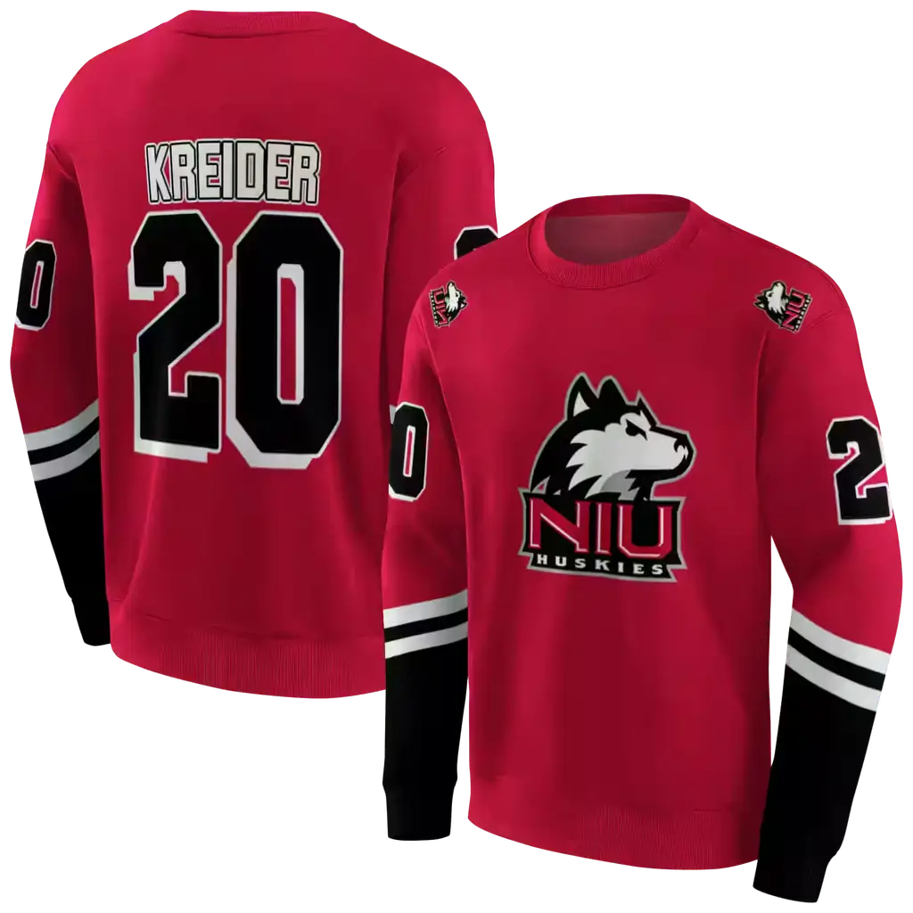 custom northern illinois huskies striped sleeves red hoodie premium grade custom northern illinois huskies striped sleeves red hoodie premium grade