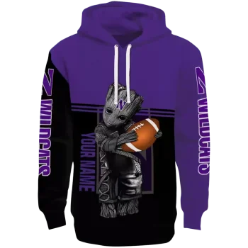 custom northwestern wildcats baby groot purple black hoodie best selling