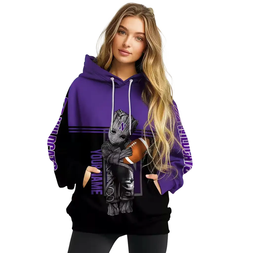 custom northwestern wildcats baby groot purple black hoodie high quality custom northwestern wildcats baby groot purple black hoodie high quality