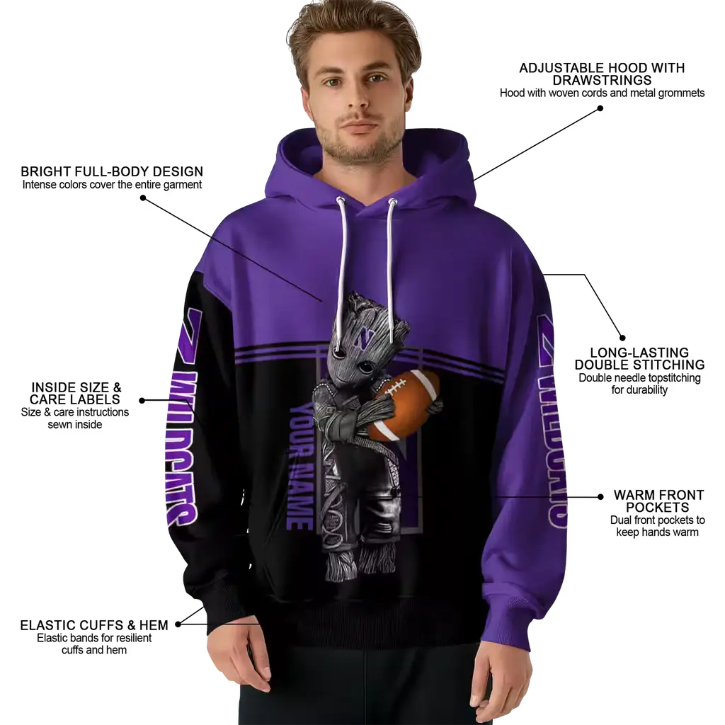 custom northwestern wildcats baby groot purple black hoodie latest model custom northwestern wildcats baby groot purple black hoodie latest model