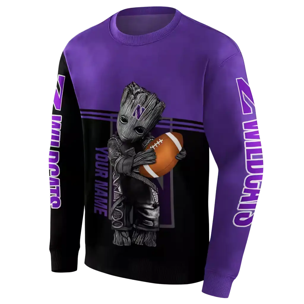 custom northwestern wildcats baby groot purple black hoodie new arrival custom northwestern wildcats baby groot purple black hoodie new arrival