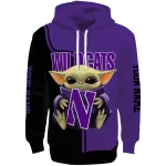 custom northwestern wildcats baby yoda purple black hoodie best selling