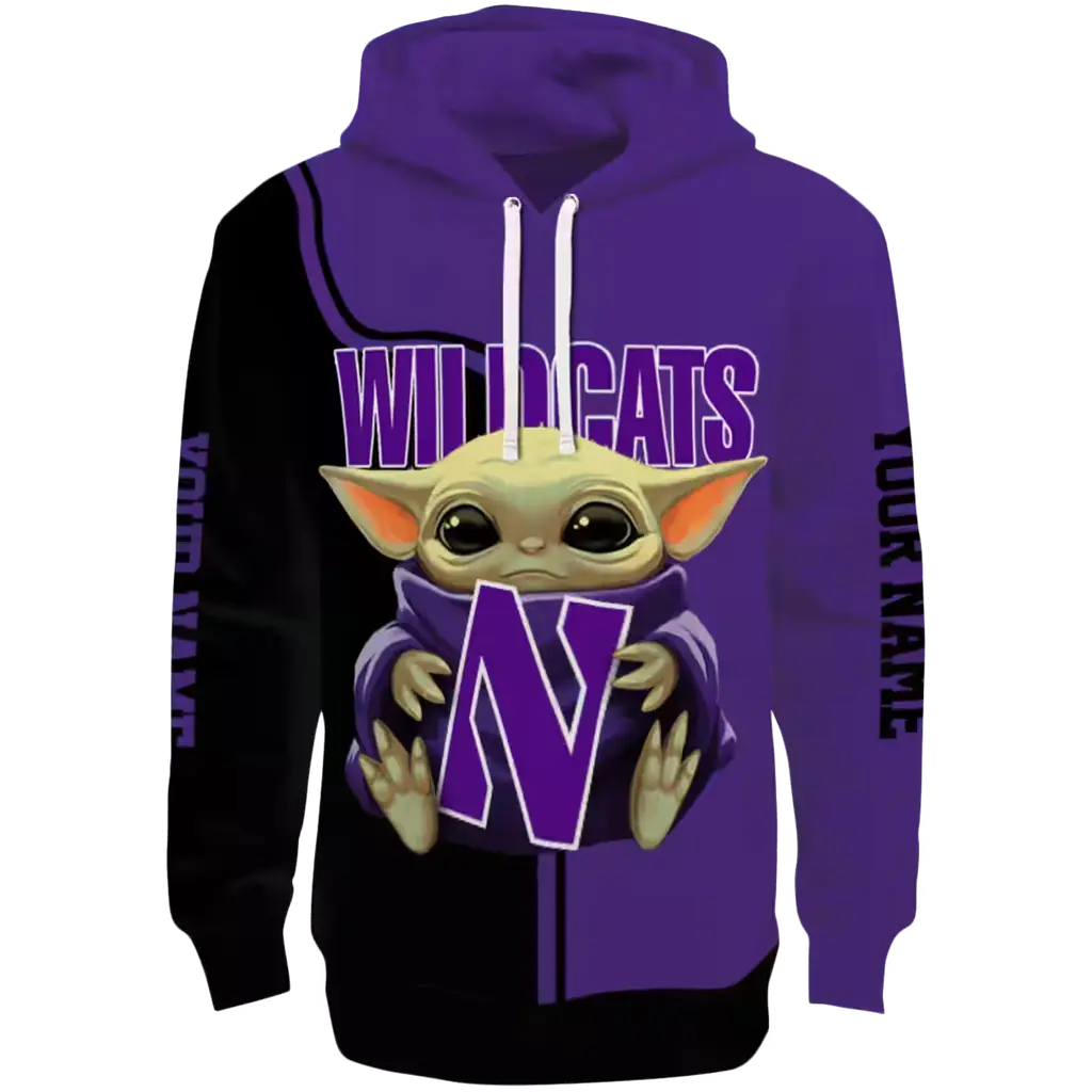 custom northwestern wildcats baby yoda purple black hoodie best selling custom northwestern wildcats baby yoda purple black hoodie best selling