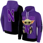 custom northwestern wildcats baby yoda purple black hoodie best selling