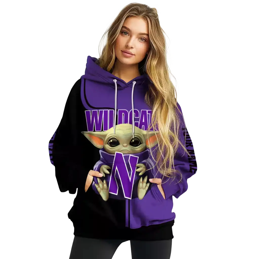 custom northwestern wildcats baby yoda purple black hoodie high quality custom northwestern wildcats baby yoda purple black hoodie high quality