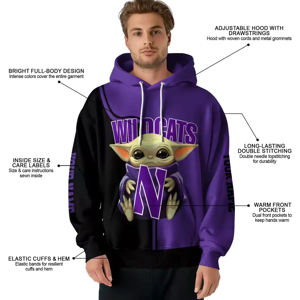 custom northwestern wildcats baby yoda purple black hoodie latest model custom northwestern wildcats baby yoda purple black hoodie latest model