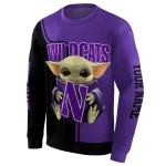custom northwestern wildcats baby yoda purple black hoodie best selling