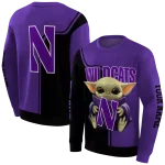 custom northwestern wildcats baby yoda purple black hoodie best selling
