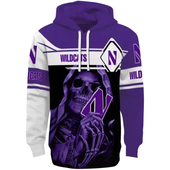 custom northwestern wildcats grim reaper purple black hoodie best selling