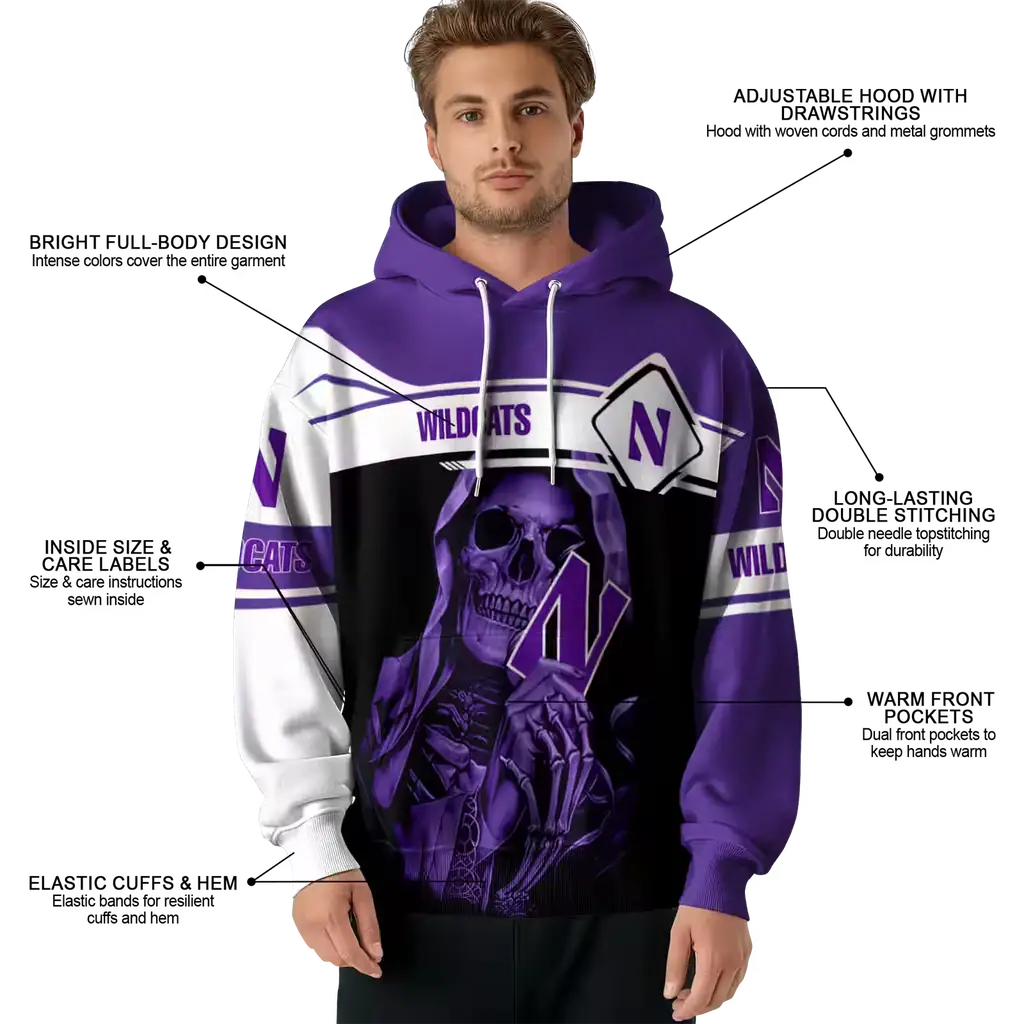 custom northwestern wildcats grim reaper purple black hoodie latest model custom northwestern wildcats grim reaper purple black hoodie latest model