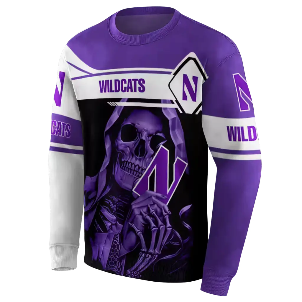 custom northwestern wildcats grim reaper purple black hoodie new arrival custom northwestern wildcats grim reaper purple black hoodie new arrival