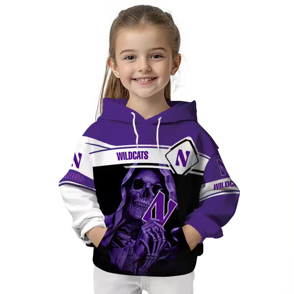 custom northwestern wildcats grim reaper purple black hoodie top rated custom northwestern wildcats grim reaper purple black hoodie top rated