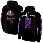 custom northwestern wildcats punisher skull black hoodie best selling
