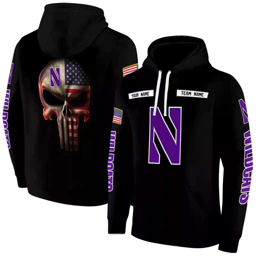 custom northwestern wildcats punisher skull black hoodie fashion forward custom northwestern wildcats punisher skull black hoodie fashion forward