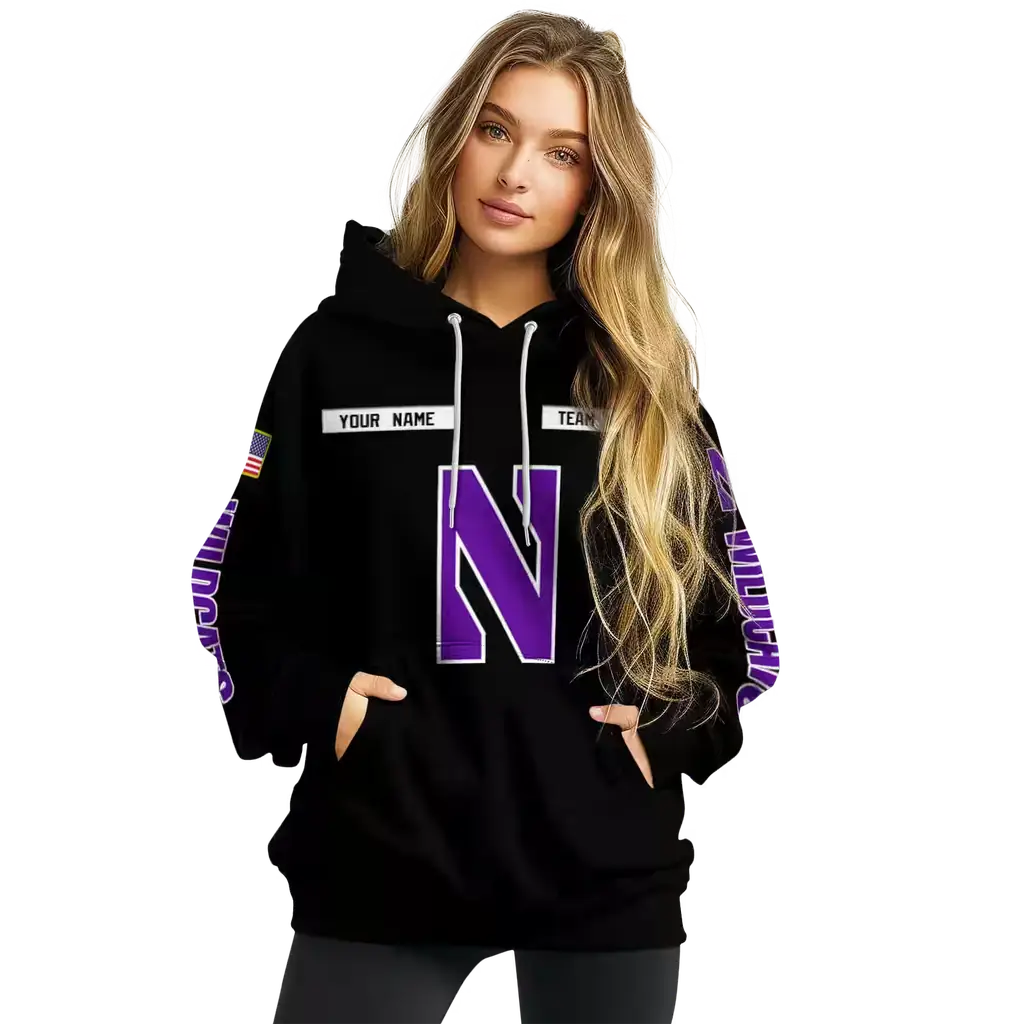 custom northwestern wildcats punisher skull black hoodie high quality custom northwestern wildcats punisher skull black hoodie high quality