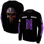 custom northwestern wildcats punisher skull black hoodie best selling