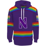 custom northwestern wildcats rainbow stripes purple hoodie best selling