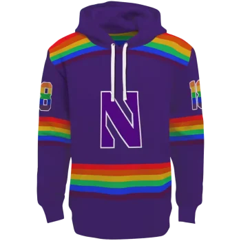 custom northwestern wildcats rainbow stripes purple hoodie best selling