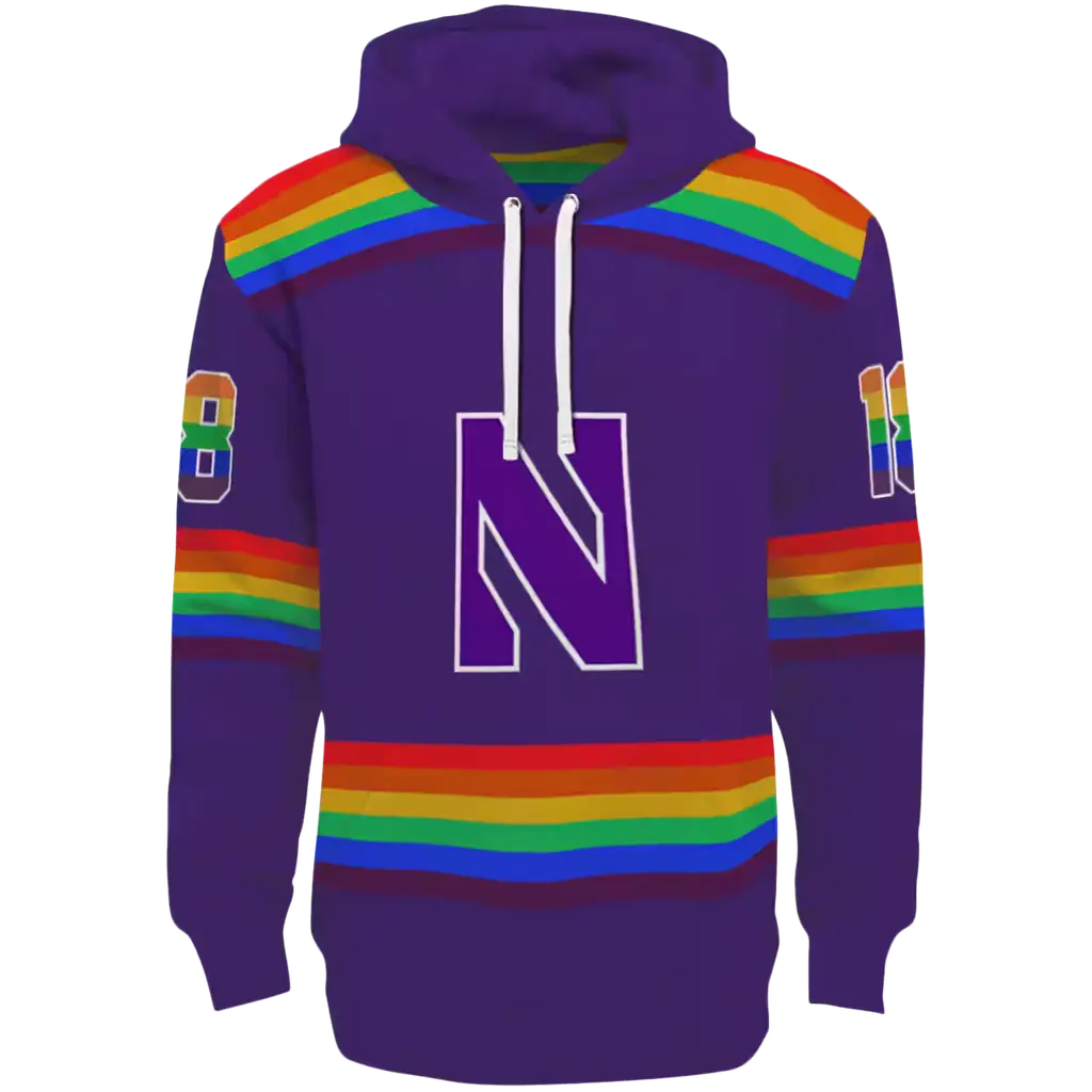 custom northwestern wildcats rainbow stripes purple hoodie best selling custom northwestern wildcats rainbow stripes purple hoodie best selling