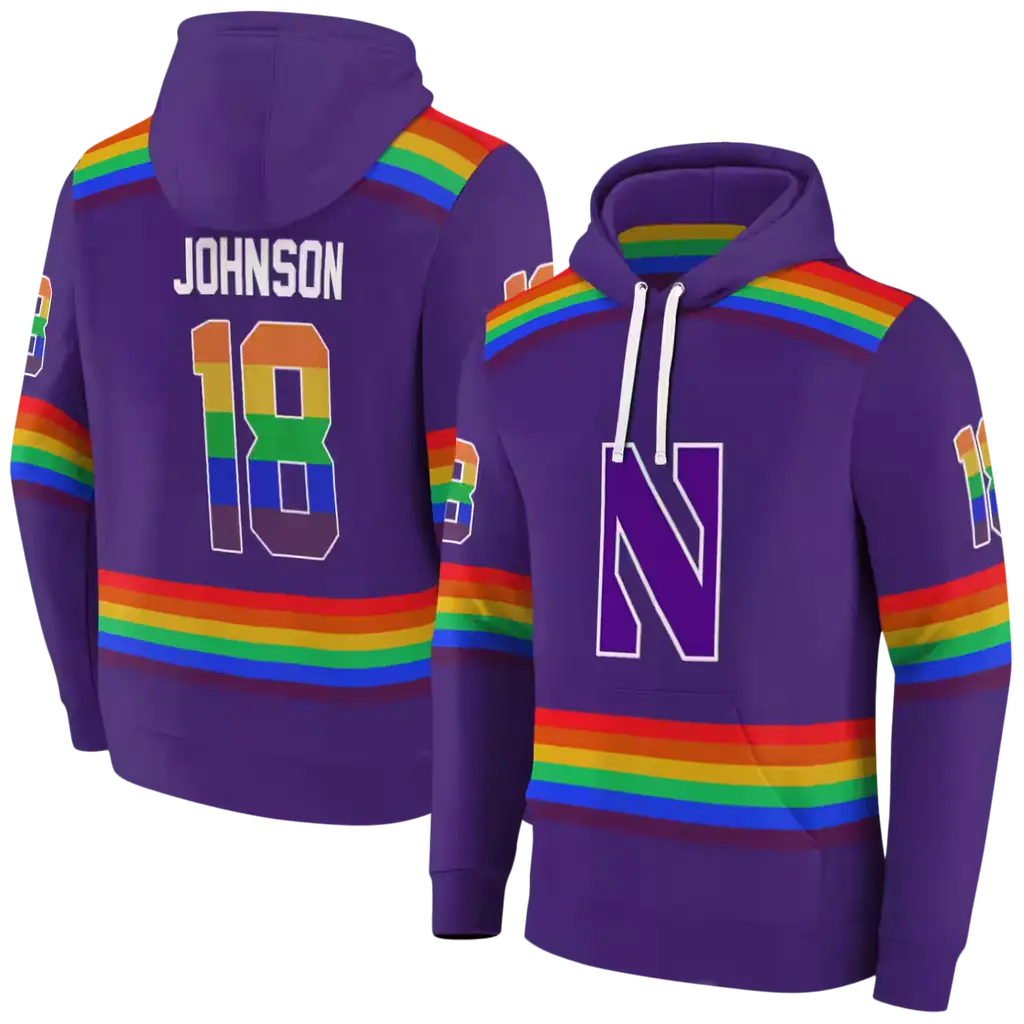 custom northwestern wildcats rainbow stripes purple hoodie fashion forward custom northwestern wildcats rainbow stripes purple hoodie fashion forward