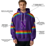 custom northwestern wildcats rainbow stripes purple hoodie best selling