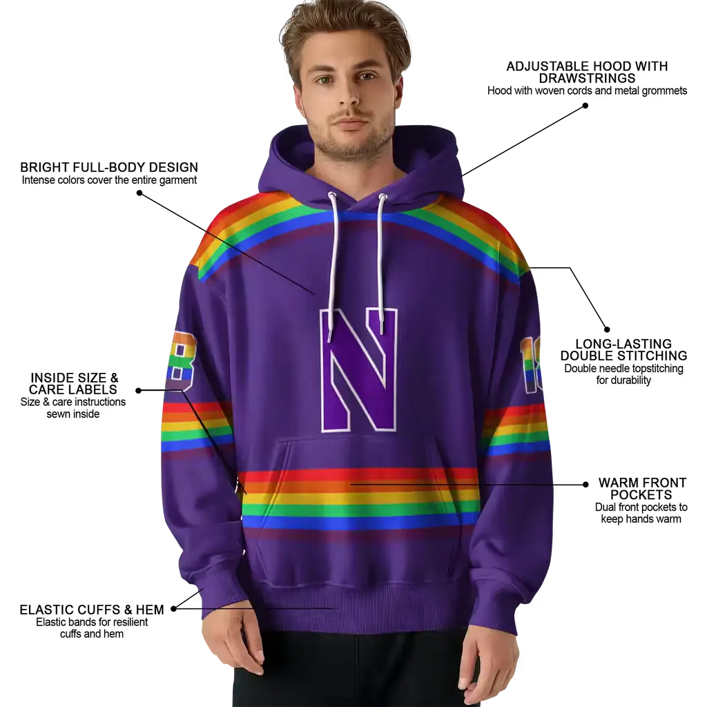 custom northwestern wildcats rainbow stripes purple hoodie latest model custom northwestern wildcats rainbow stripes purple hoodie latest model