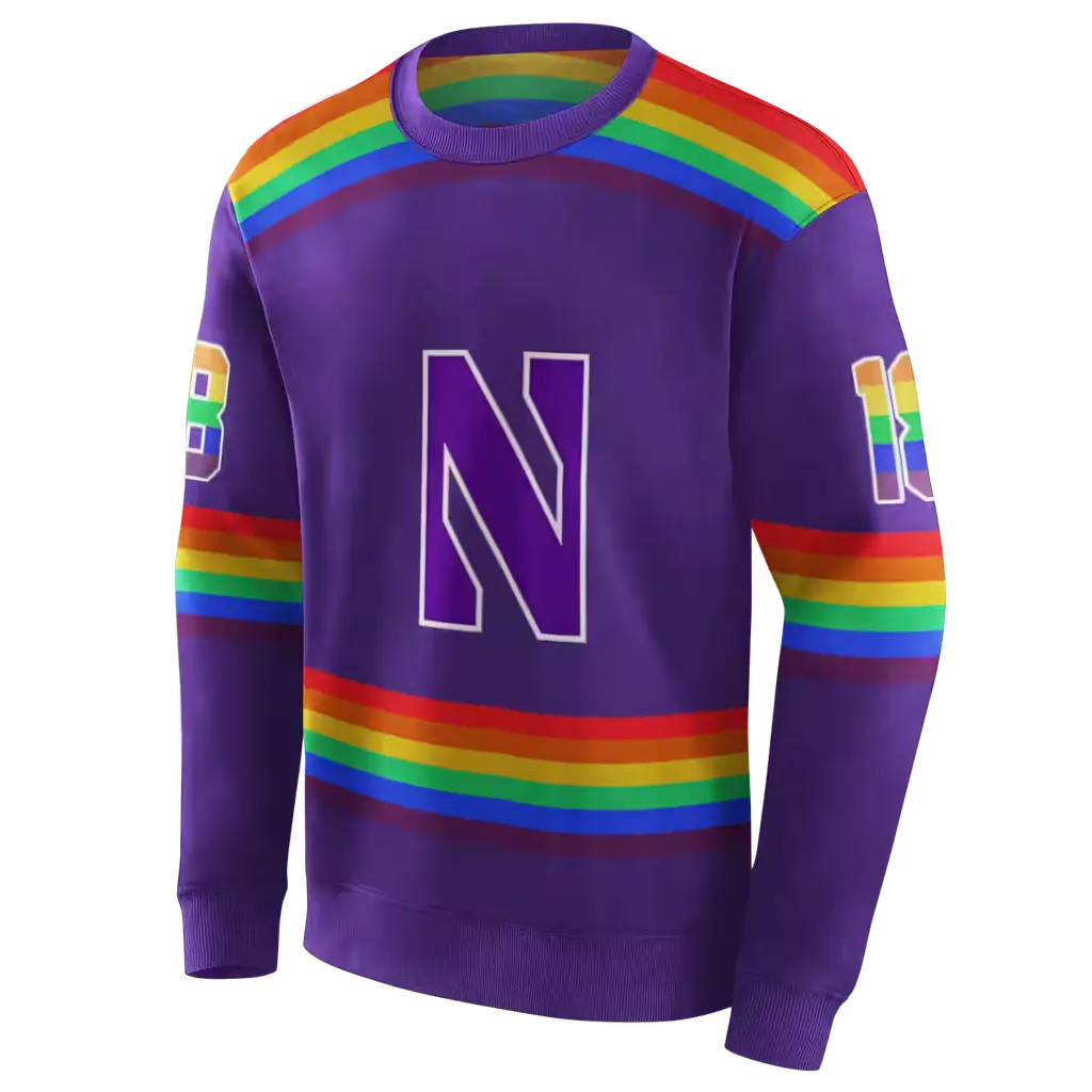 custom northwestern wildcats rainbow stripes purple hoodie new arrival custom northwestern wildcats rainbow stripes purple hoodie new arrival
