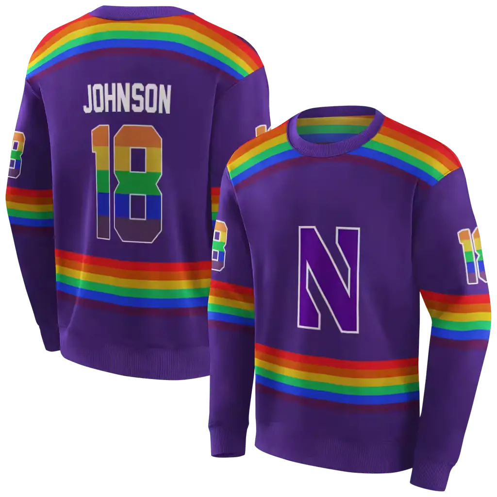 custom northwestern wildcats rainbow stripes purple hoodie premium grade custom northwestern wildcats rainbow stripes purple hoodie premium grade