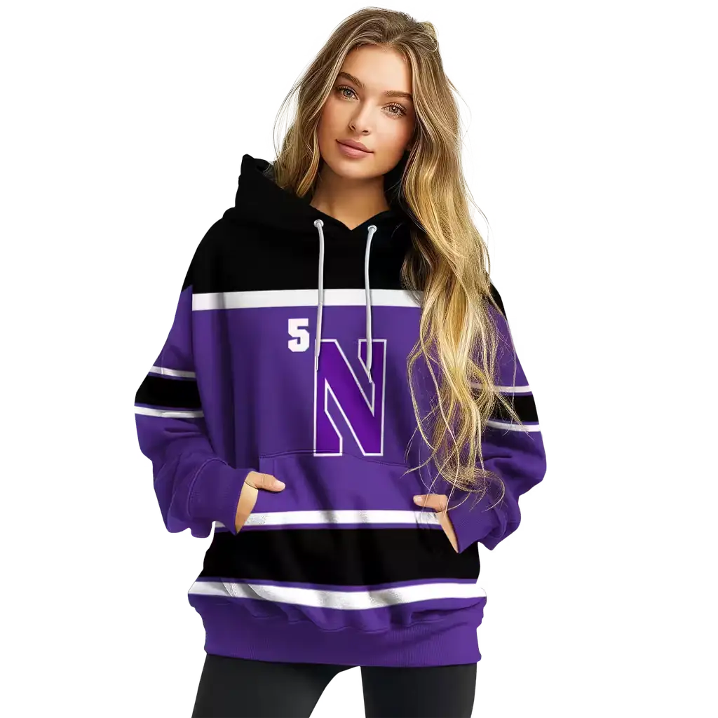 custom northwestern wildcats striped pattern purple hoodie high quality custom northwestern wildcats striped pattern purple hoodie high quality