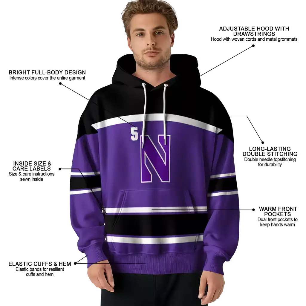 custom northwestern wildcats striped pattern purple hoodie latest model custom northwestern wildcats striped pattern purple hoodie latest model