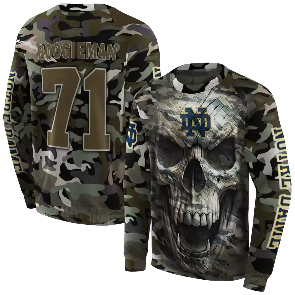 custom notre dame fighting irish camo skull hoodie premium grade custom notre dame fighting irish camo skull hoodie premium grade
